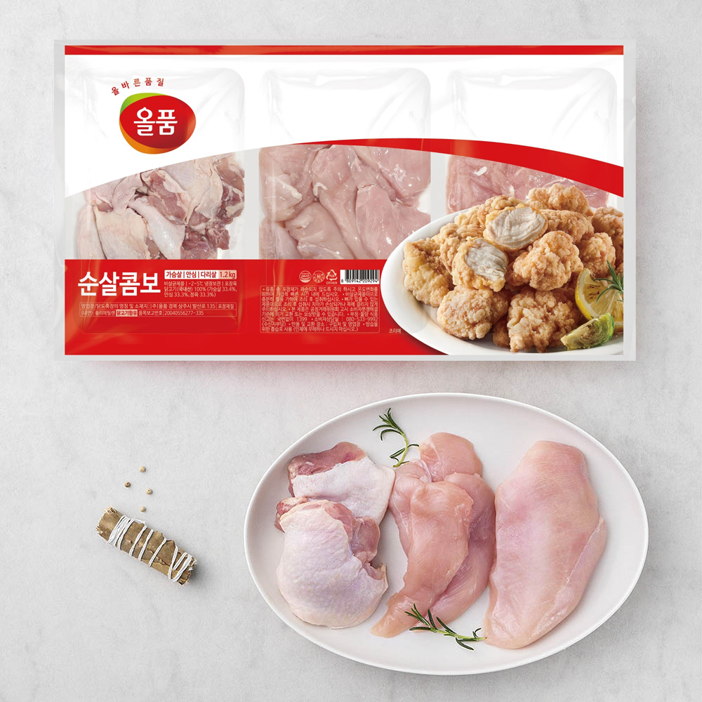 올품 순살콤보 세트 닭가슴살 400g + 안심 400g + 다리살 400g (냉장) 19,150원