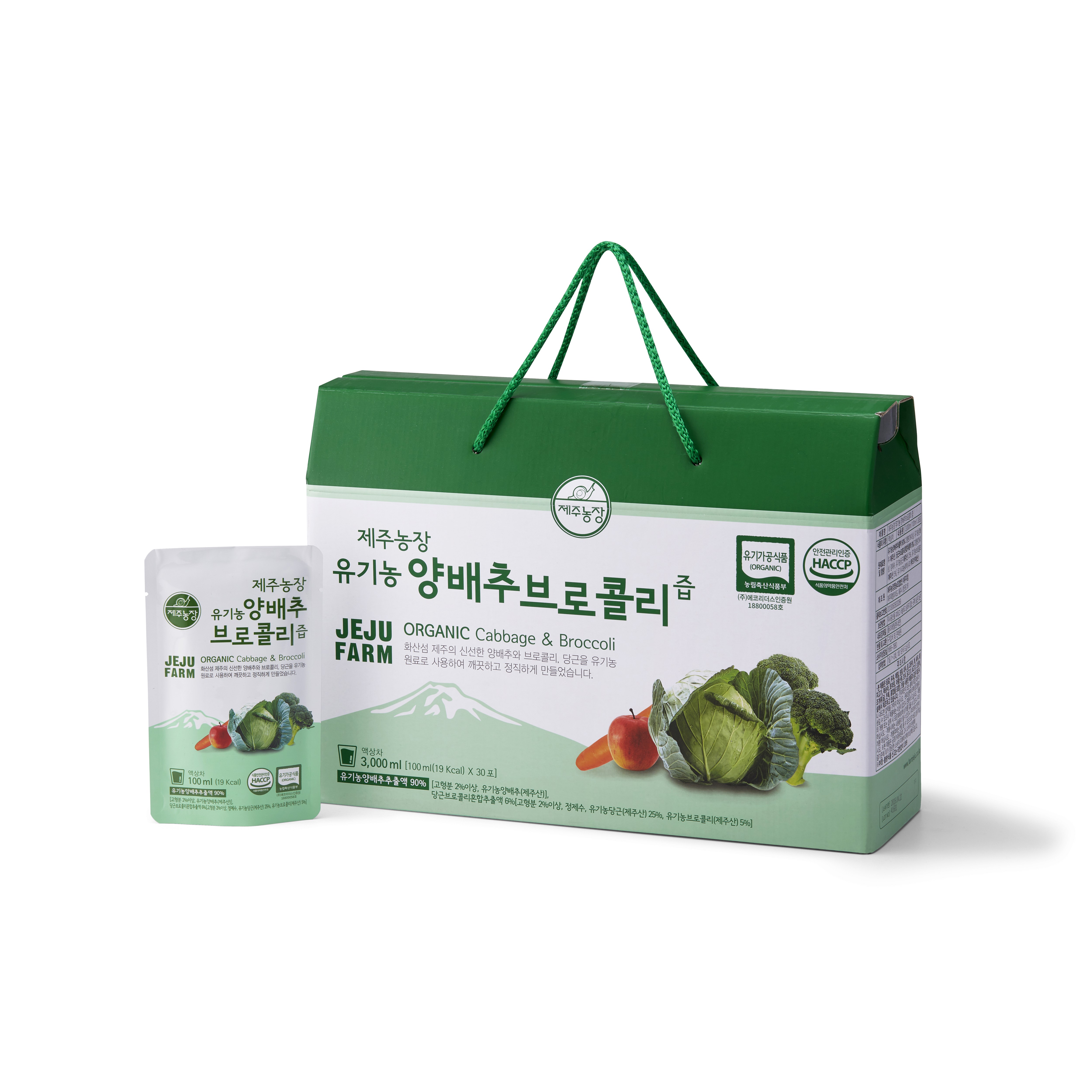 제주농장 유기농 양배추 브로콜리즙, 100ml, 60개 35,000원