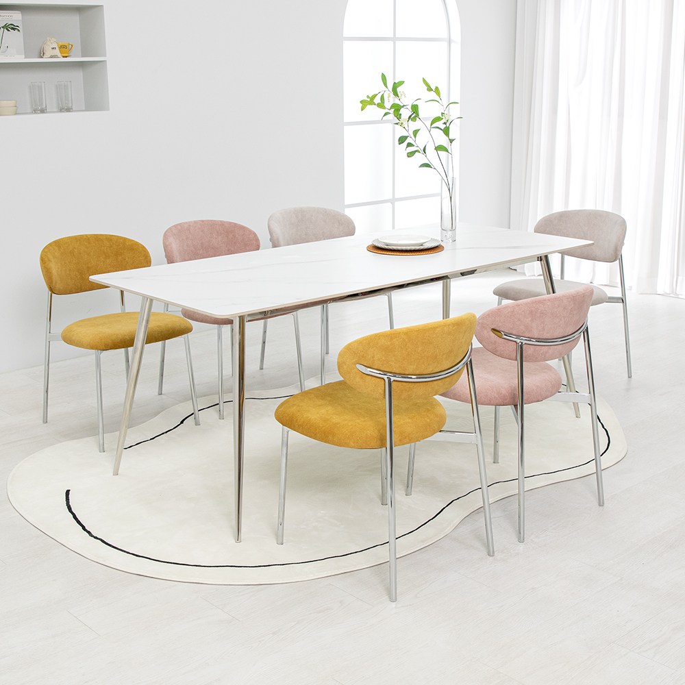 프랑크 세라믹 1800X800 사각 로즈 6인 식탁 세트 스테인리스 다리 690,400원