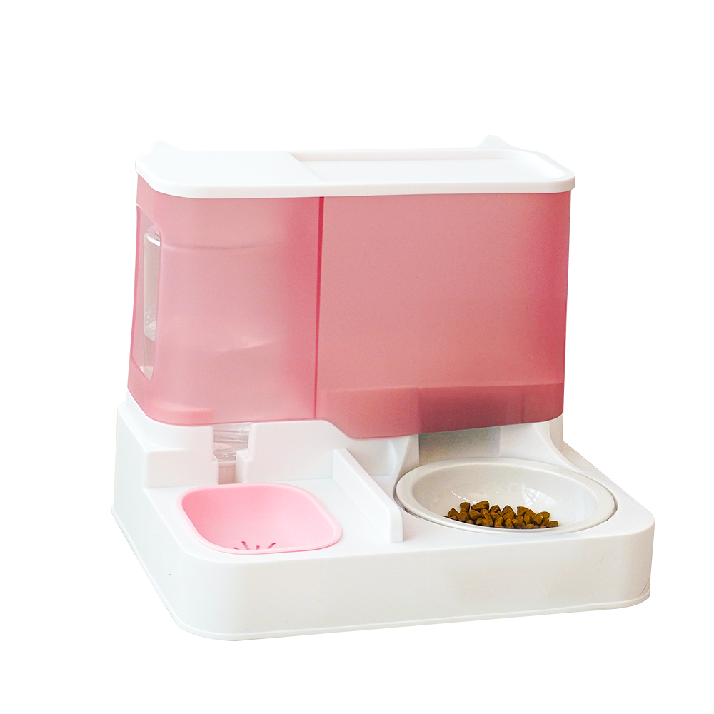 페키움 강아지 고양이 도자기 멀티 식기 반자동 급식기 급수기, 1세트, 핑크 25,900원