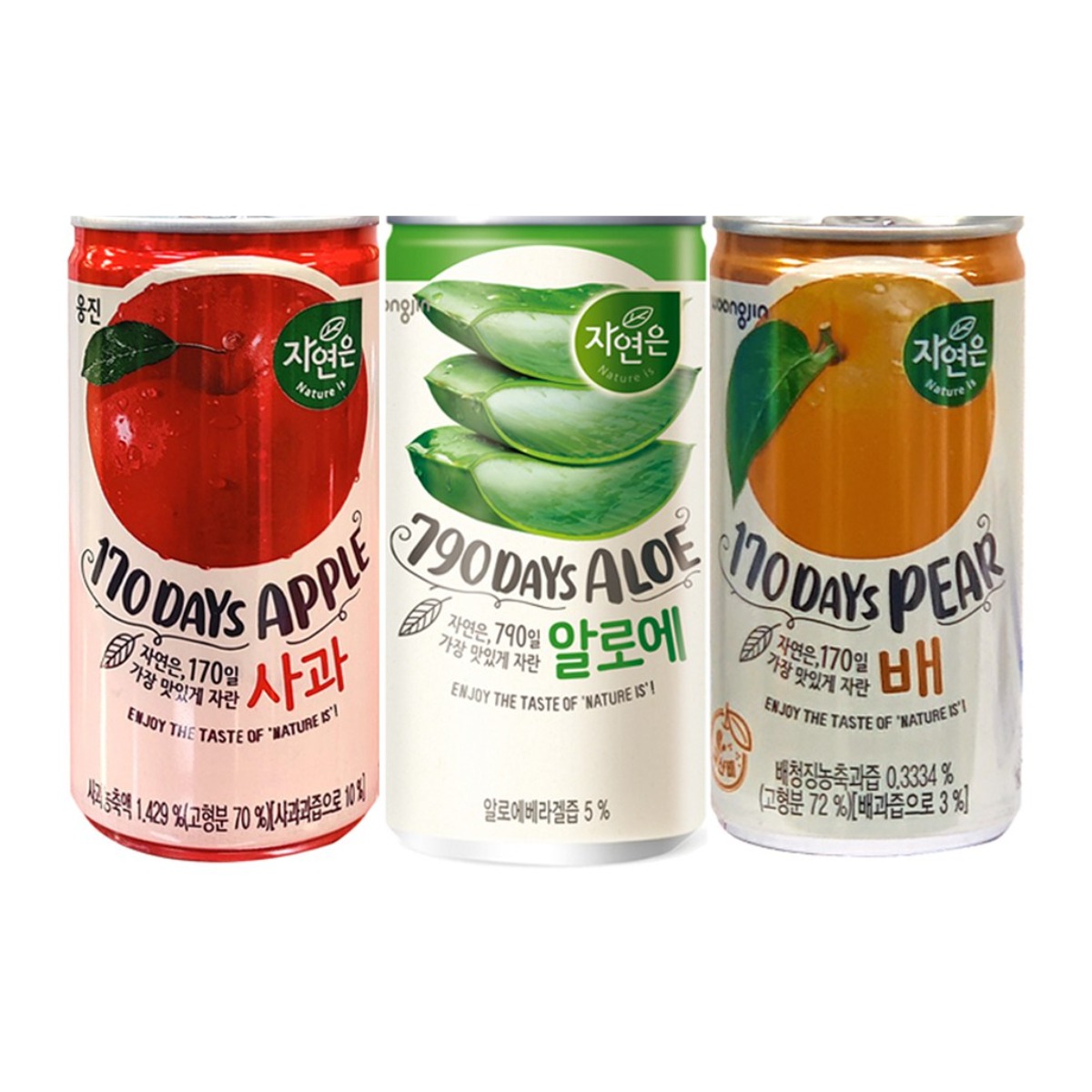 Yotta_미니캔 과일음료 웅진 자연은 사과 배 알로에 180ml, 90개, 180ml 39,800원