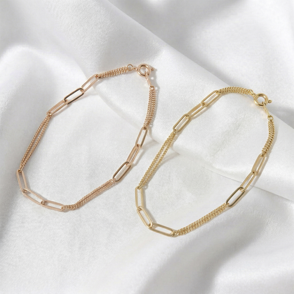 엘렌쥬얼리 14K 18K 모던 클립 커브 체인 금 팔찌 262,000원