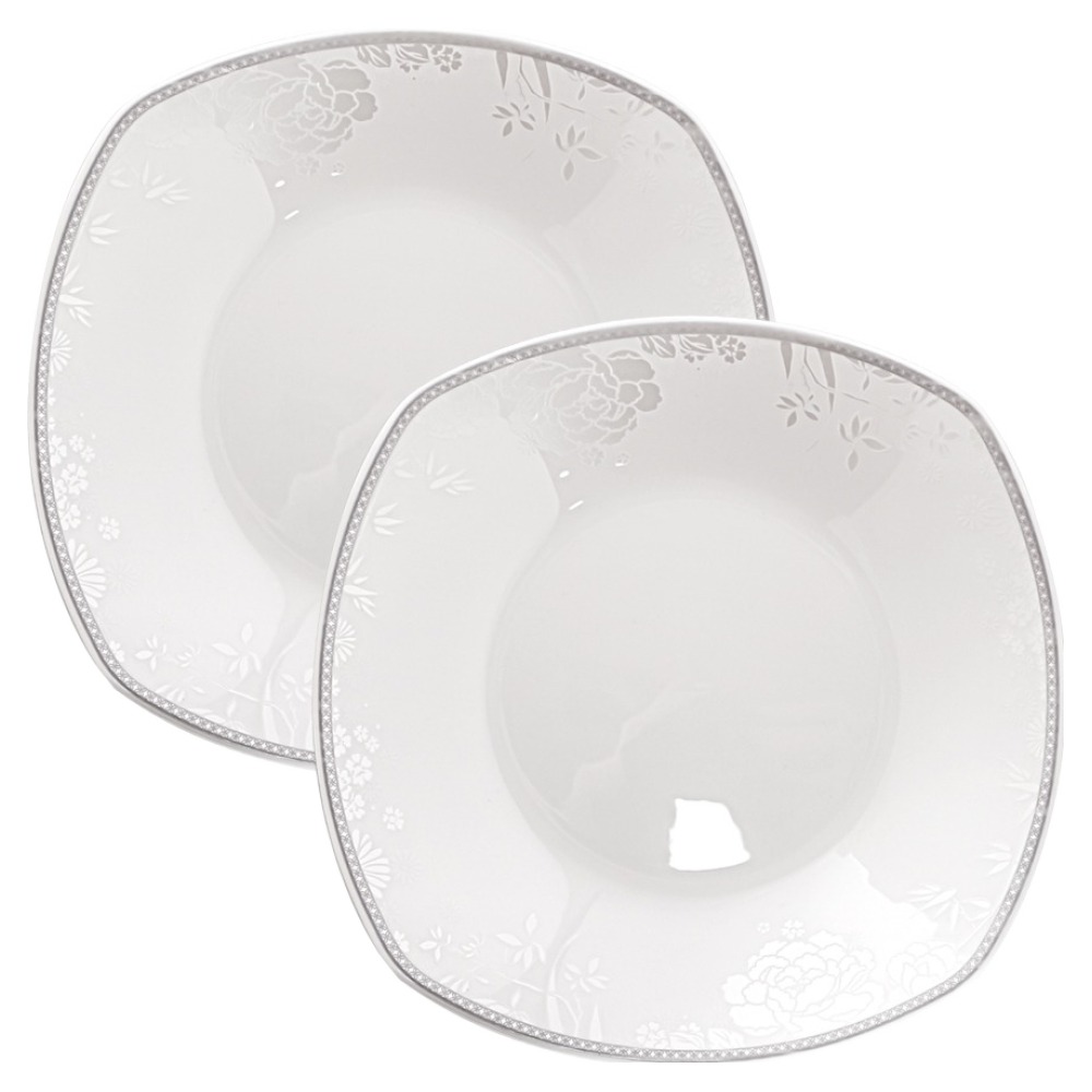 한국도자기 본차이나 수작 사각 찬기 반찬 그릇 대(지름 18.5cm x 높이 3.2cm), 화이트, 2개 21,700원