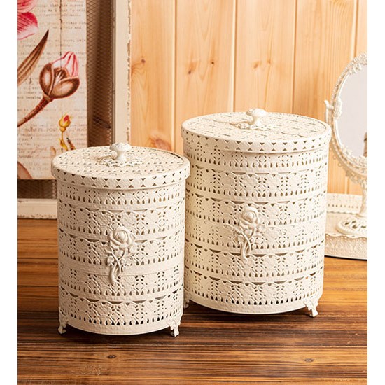 허니상점 황실 원형 휴지통 고급스러운 엔틱 앤틱 미니 화장솜 쓰레기통 / 2size 42,000원