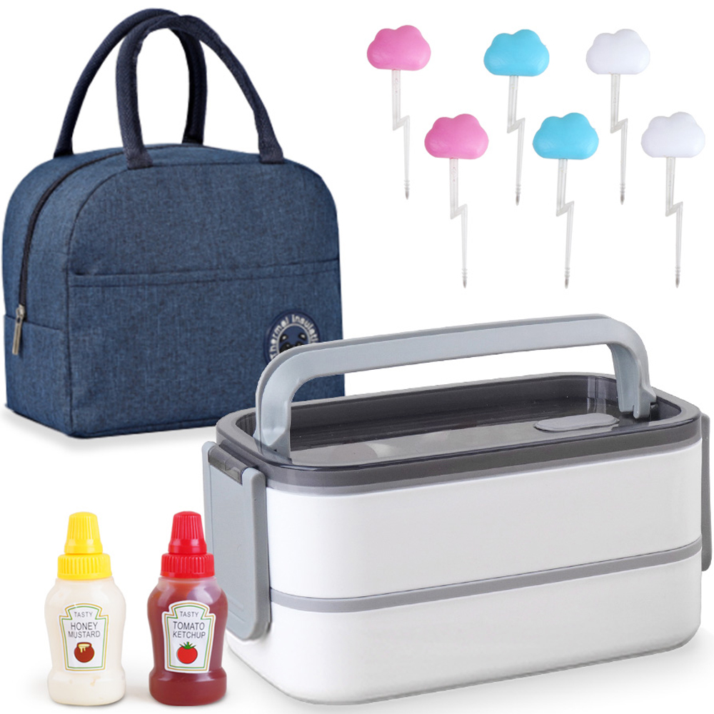 인블룸 웜 화이트 도시락 + 미니 소스통 + 피크닉 보냉 도시락 가방 + 데코픽 구름 6종 세트 38,900원