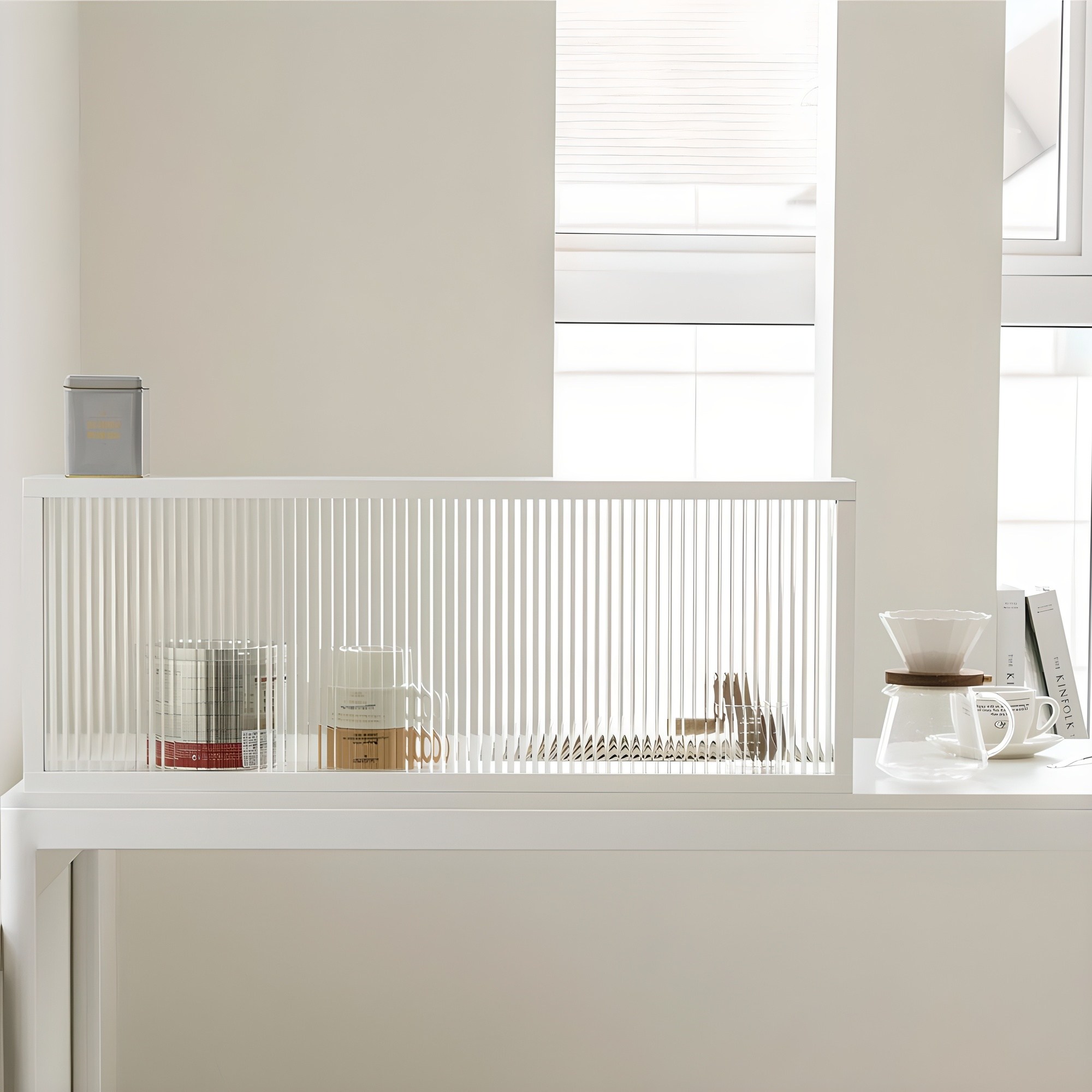 우드레이 밀키 주방 아일랜드 유리 파티션 800, 화이트 49,800원