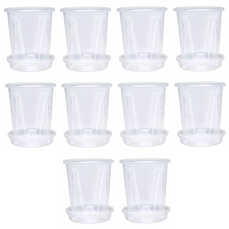 문구담 원형 배수홀 플라스틱 다육이 화분 10p + 받침대 10p 세트 03, 투명, 1세트 10,000원