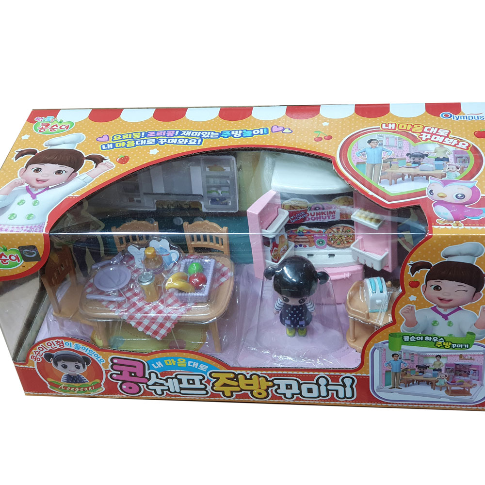콩순이 주방꾸미기 여아용장난감 셰프놀이 주방놀이 부엌놀이 역활놀이 캐릭터완구 미니어쳐 소꿉놀이 완구선물 엄마놀이 미니어쳐, 1개 24,000원