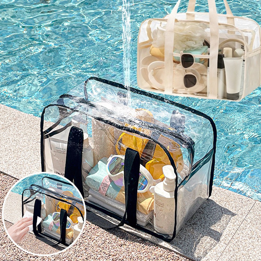 레오큐 투명 방수 pvc 대형 물놀이 비치백 13,900원