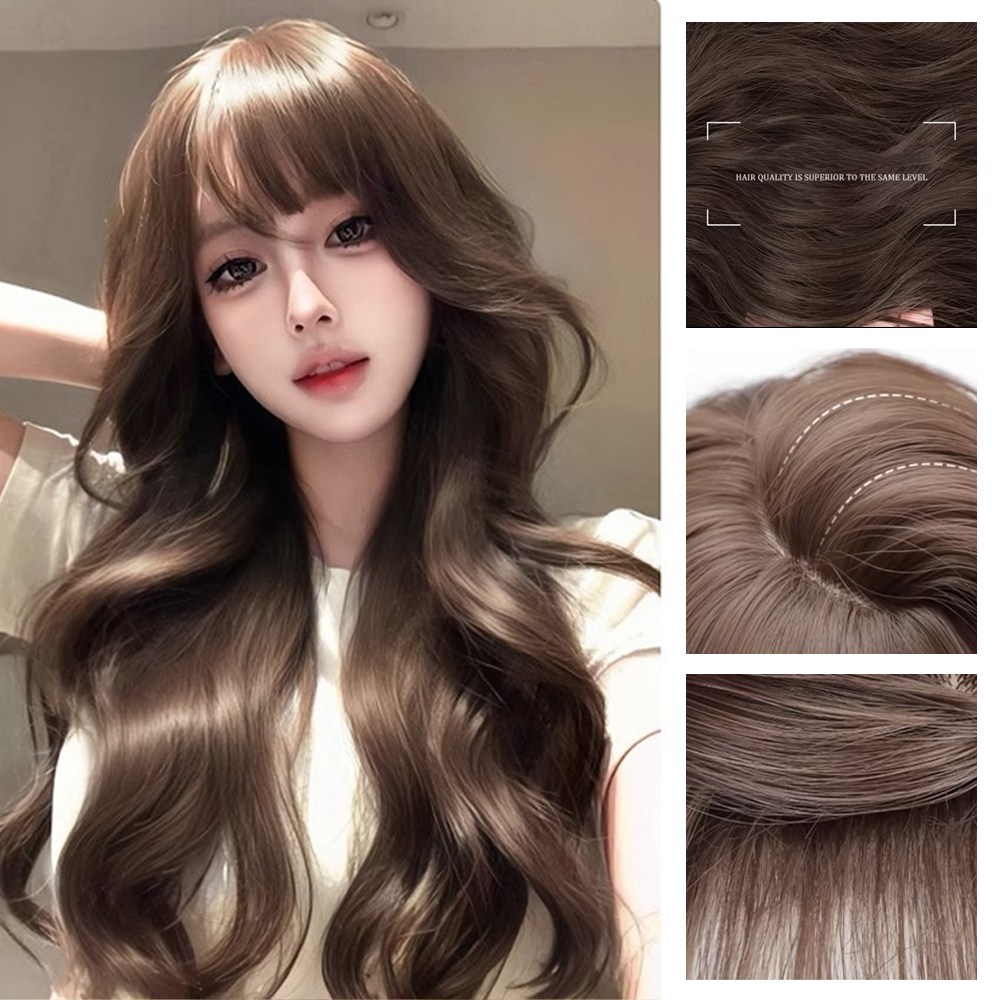 salimm 여성 자연스러운 웨이브 긴머리 통가발 전체가발, 1개, 쿨브라운 27,900원