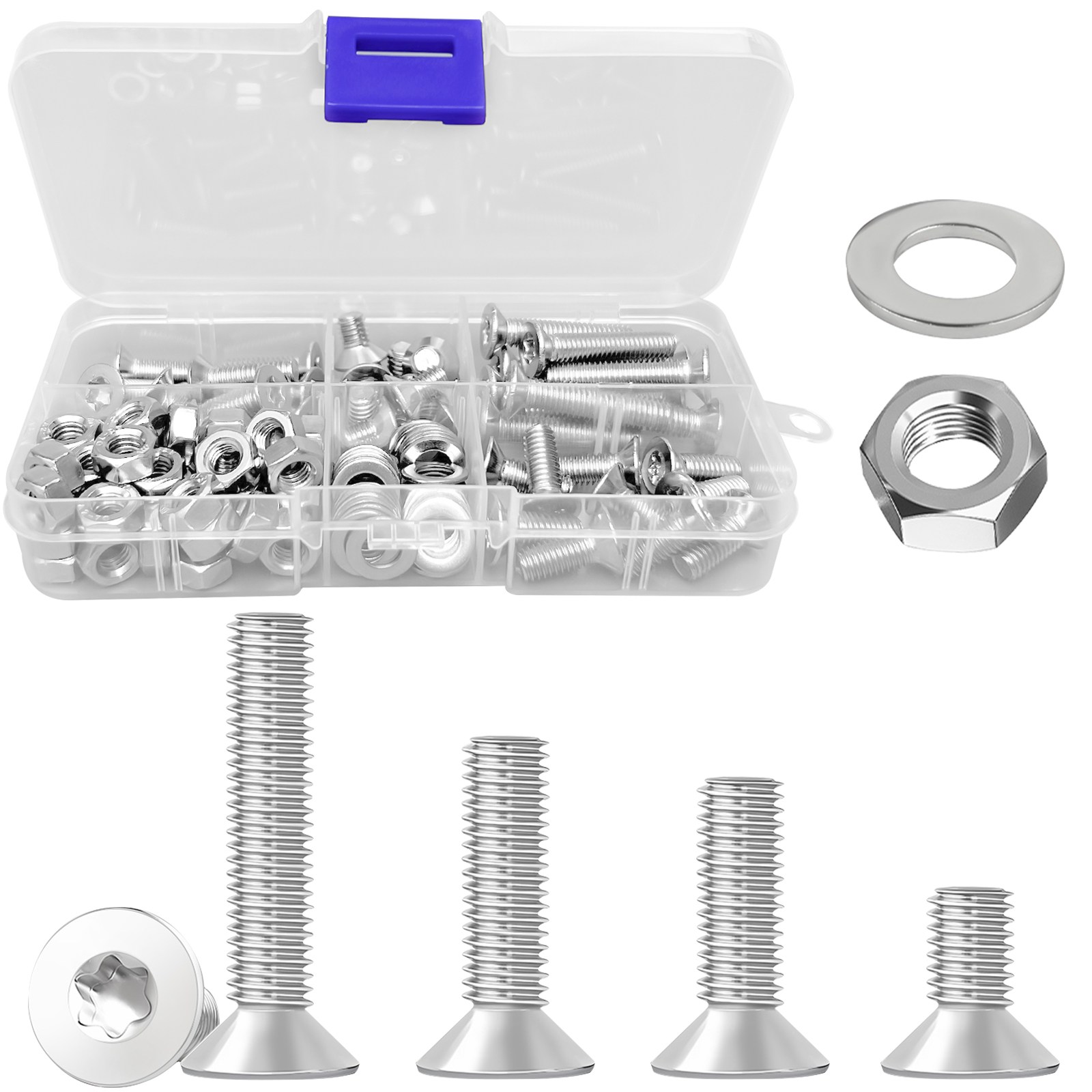 40개 내장식 육각 헤드 나사, M6x10, 16, 20, 30 mm 내장식 나사, 내장식 기계 나사, 스테인리스 스틸 내장식 나사, 40개 스테인리스 스틸 밀봉 링, 40개 너트 10,690원