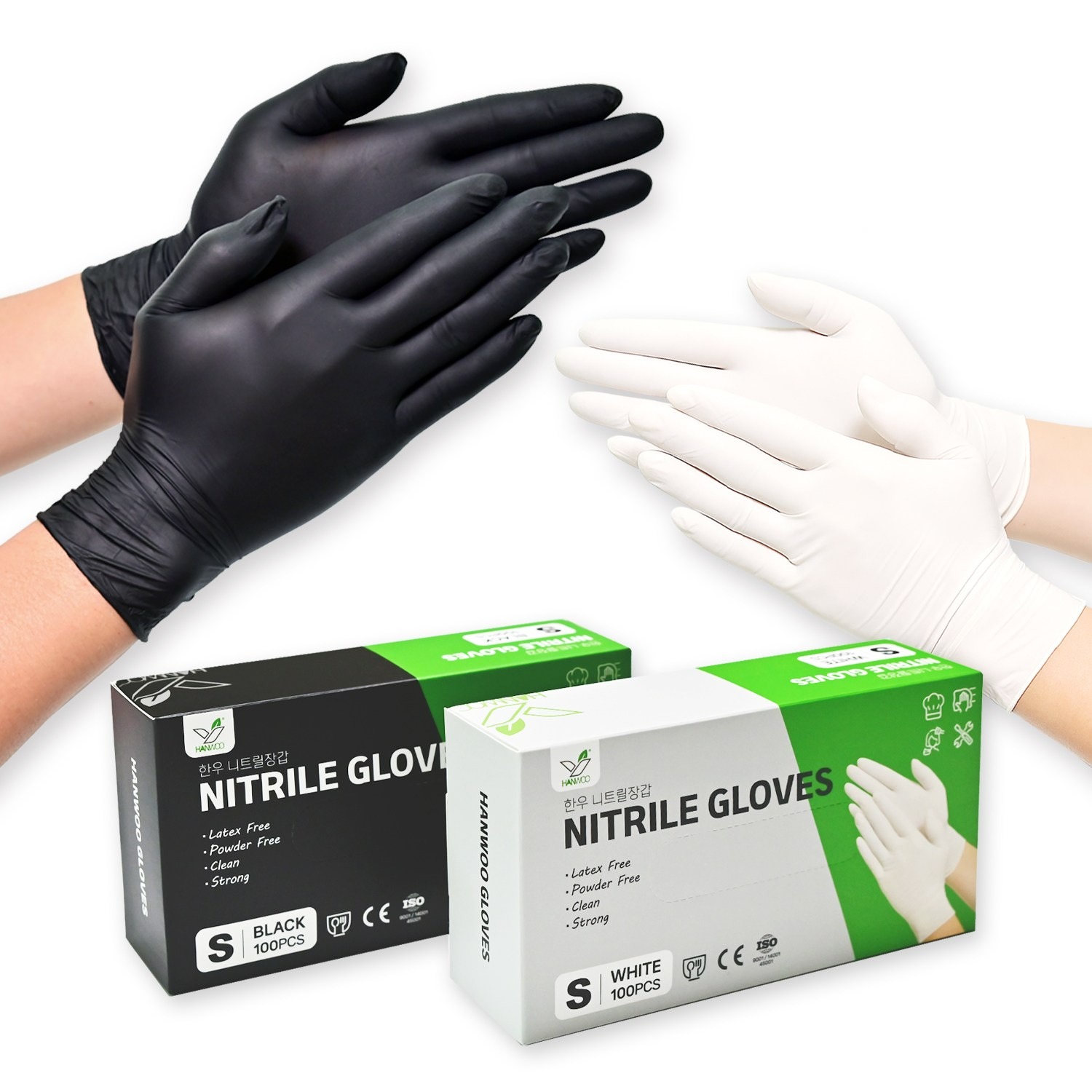 한우 니트릴장갑 100매입 무분말 식품용 일회용 주방 장갑, 1세트, M, 블랙 6,800원