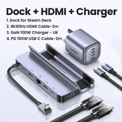UGREEN 스팀 데크 도크 USB C 도킹 스테이션 9 인 1 4K 60Hz HDMI RJ45 10Gbps 스팀 데크 로그 앨리 X 리전 고 접이식 스탠드 148,830원