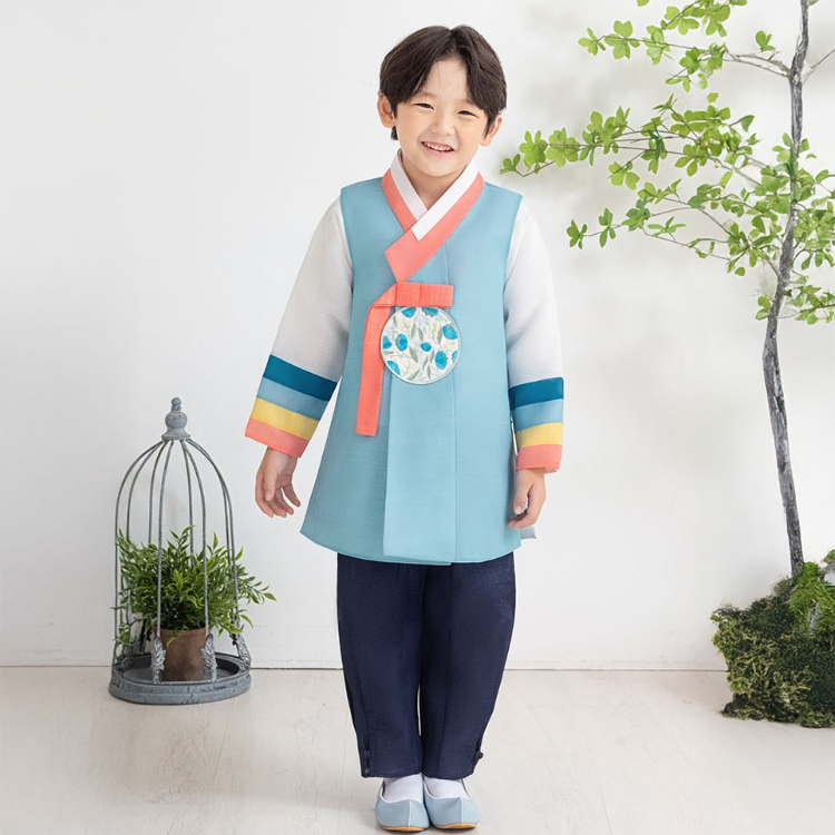 가온한복 아동용 남천청 사색동 한복세트 AM245 46,900원