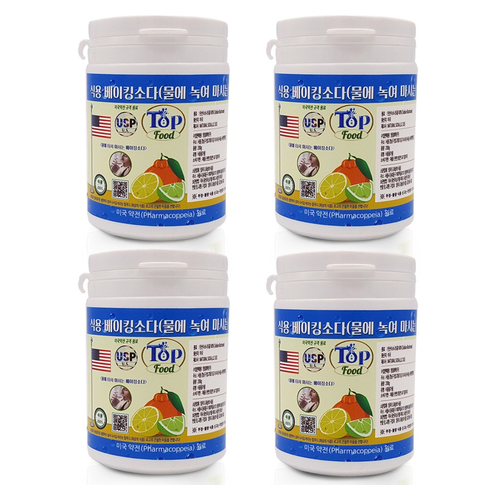 탑푸드(최상의식품) 식용 베이킹소다 200g 4개 미국약전 원료 (USP) 특허청 상표 등록, 200g, 4개 14,280원