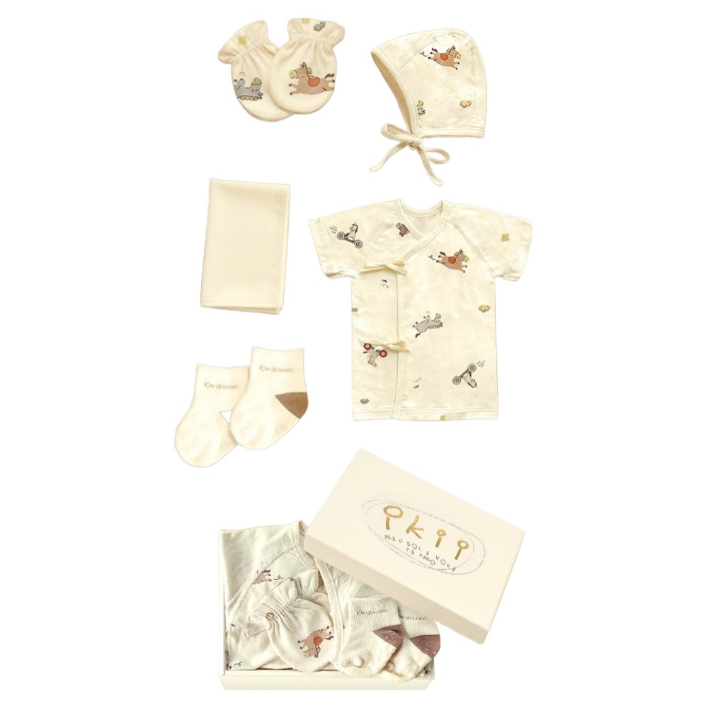 ikii 유아용 오가닉 배냇저고리 5종 출산 선물세트 반소매 선물포장 + 쇼핑백 31,500원