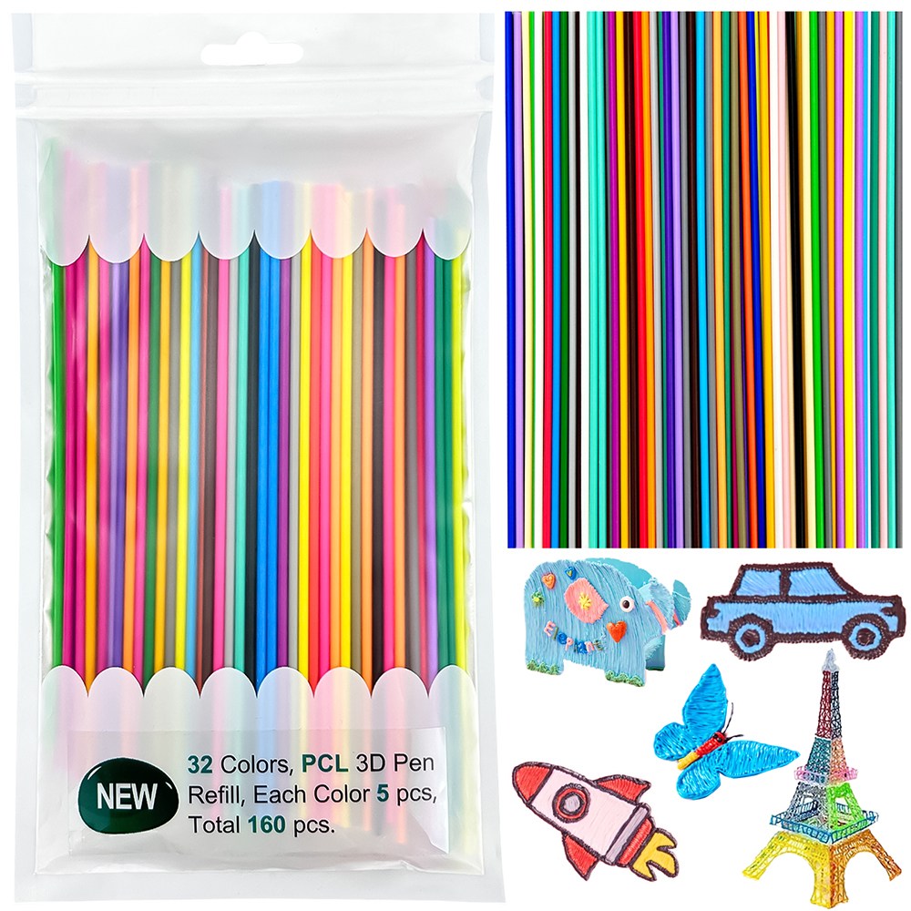 160 프린트 펜 액세서리 리필 색상, 3D 프린터 필라멘트 리필 PLA, 3Doodler PCL용 필라멘트 리필, 32색, 색상당 75cm, 포토 앨범, 복사 보드 포함 16,390원