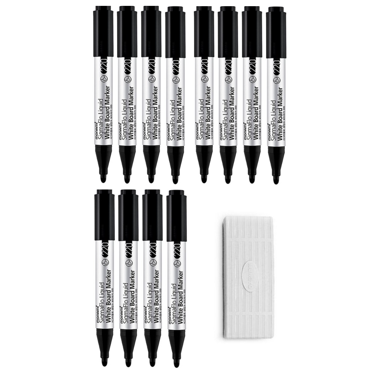 모나미 시그마플로 생잉크 보드마카 220 12p +보드지우개 세트 58,330원