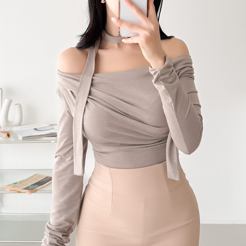 글램디브 랑시빌 셔링티셔츠 스트랩 긴팔 데일리탑 AB0187 26,900원