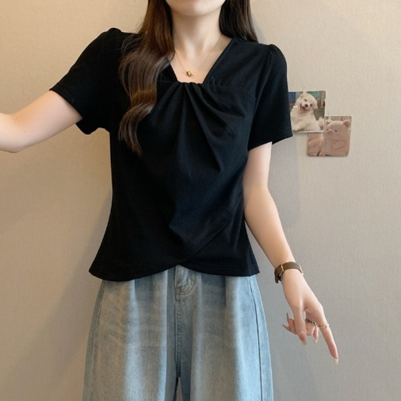 해피유통여성 반팔 V네크라인 주름 블라우스 우아한 패션 디자인k01 17,740원