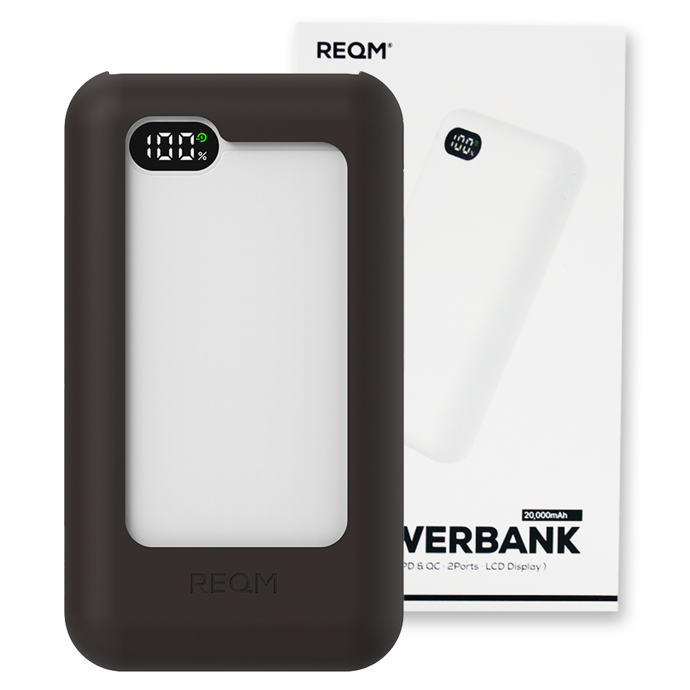 리큐엠 20W LCD 잔량표시 고속 충전 휴대용 보조배터리 20000mAh + 실리콘 케이스 번들 (기본형), 화이트, QP2000C 47,600원