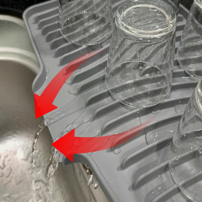 아크배라 물빠짐 식기 건조대 매트 실리콘 드라잉, 1개, 그레이, 1단 14,000원