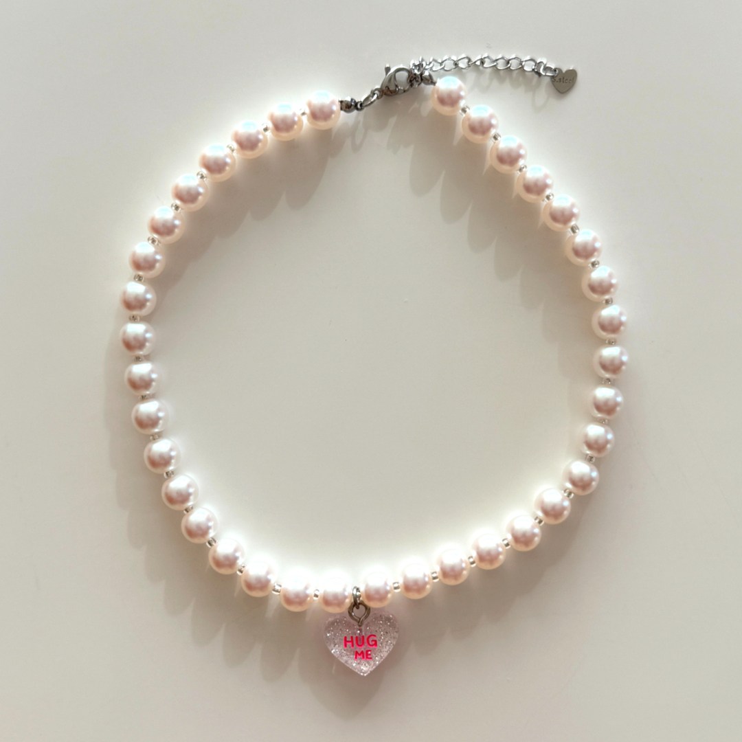 강아지 고양이 진주목걸이 반려견 애완견 목걸이 줄 하트목걸이 2종 21,300원