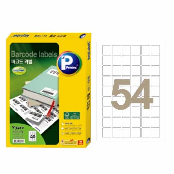 바코드용라벨(54칸/100매/V3610/프린텍) 22,900원