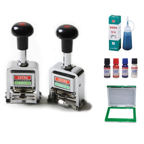 (아톰) 자동 넘버링 날짜인쇄기 유통기한표시기 불변잉크 모음 60,000원