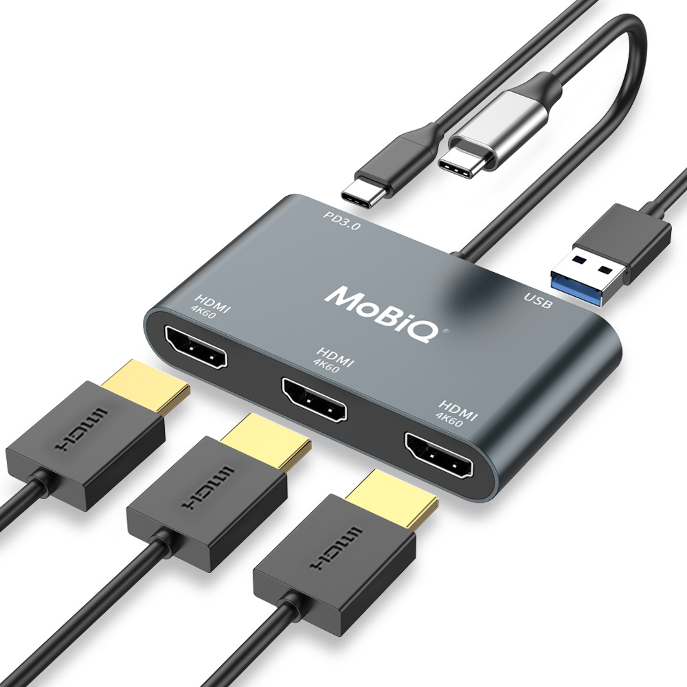 모비큐 C타입 4K@60Hz 트리플 HDMI 3대 모니터 확장 멀티 5포트 USB 허브 분배기 3대 MST 출력 리얼텍 칩 EM-53HP 49,800원