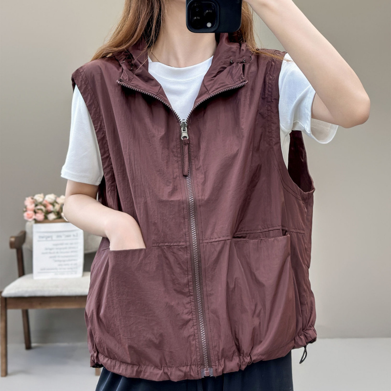 유니픽여성 봄여름 운동 민소매 조끼 방풍 지퍼 디자인 큰 주머니ddn 15,940원