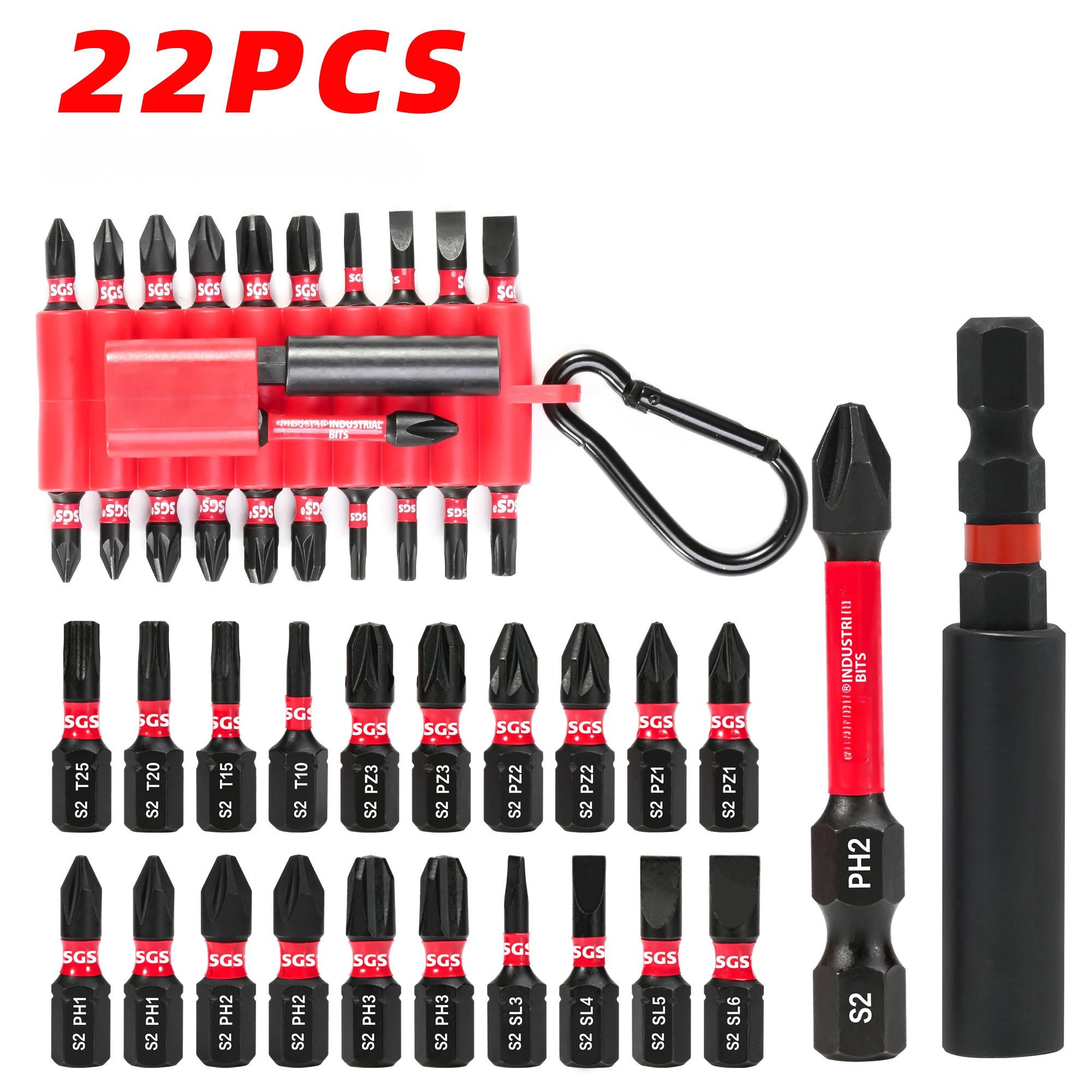 강자성 육각 임팩트 드라이버 비트 22피스 세트 크로스 포지 토크스 스퀘어 플랫 키체인 휴대용 15,800원