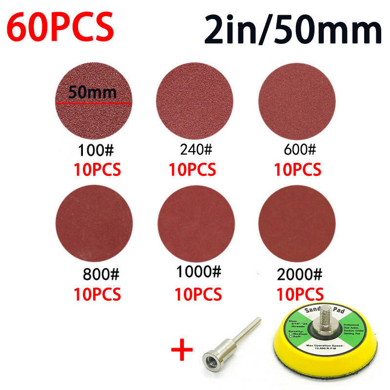 연마석 60pc 2/1 인치 샌딩 디스크 패드 세트 1003000 그릿 연마 키트 로타리 도구 샌드페이퍼 액세서리 Dropshipping 15,200원