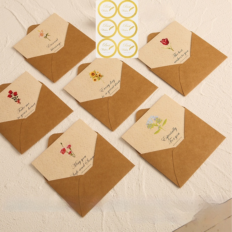 안이네 플라워 인사말 축하 감사 카드 세트, 혼합색상, 6세트 7,490원