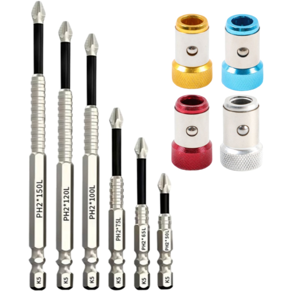 6종세트 고자력 자석 십자 드라이버 비트 세트 논슬립 충격 방지 드릴비트 세트 강자성 미크럼 방지 및 충격 방지 마그네틱 육각 k5 합금강+[4개세트]초강력 네오디움 자화기, 1개 13,750원