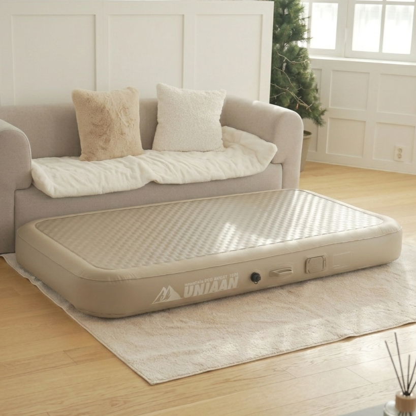 유니언 에어매트 캠핑 매트리스 자동펌프 내장 에어침대, 골드베이지(이중공간지), 20cm 99,000원