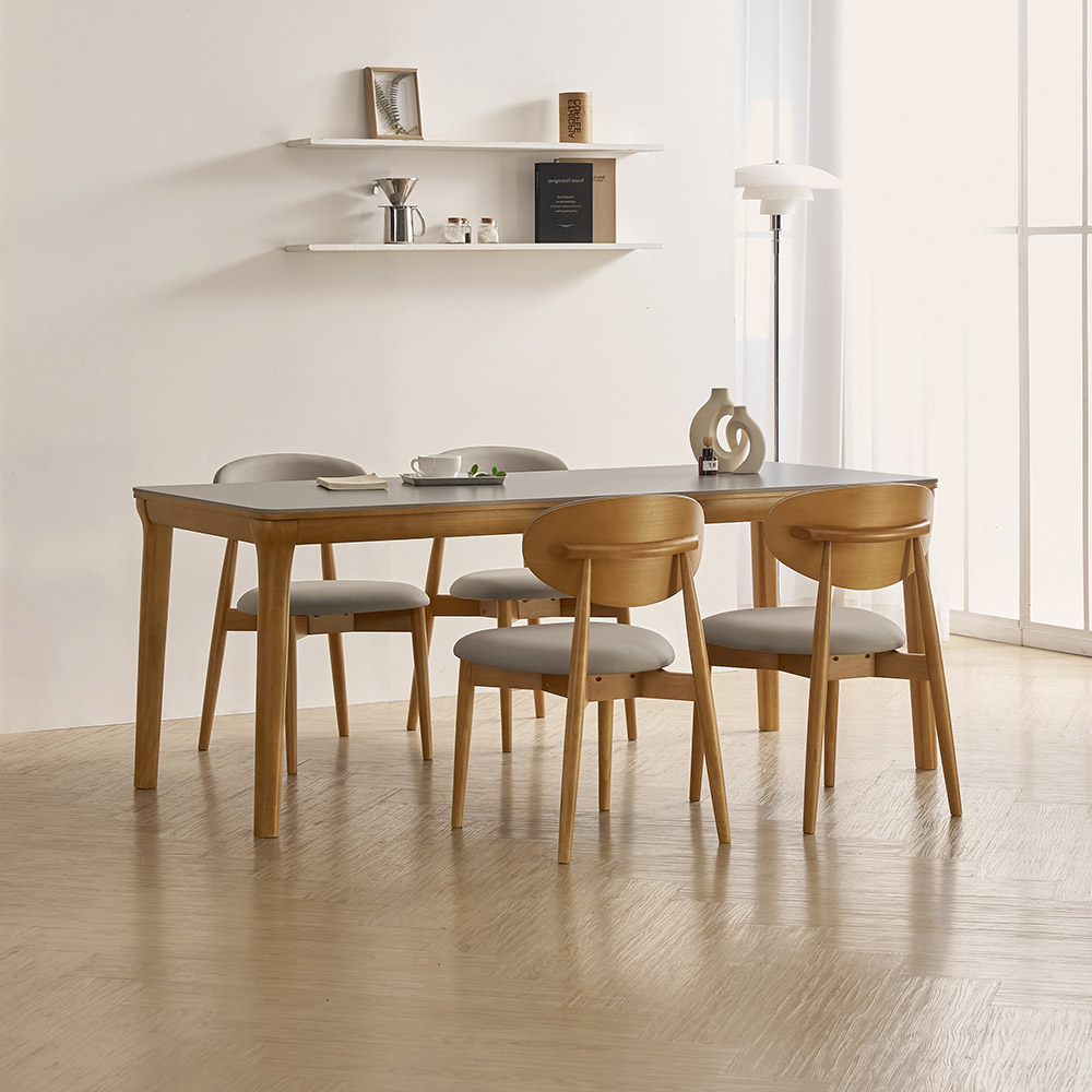 라로퍼니처 보나 1900 포세린 통 세라믹 6인 고무나무 원목 식탁 세트 화이트 / 그레이 상판 522,000원