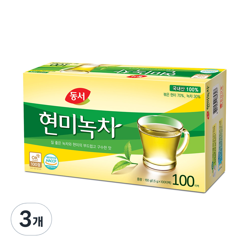 동서 현미녹차 1.5g 25개입, 1.5g, 100개입, 3개, 현재가 26,800원
