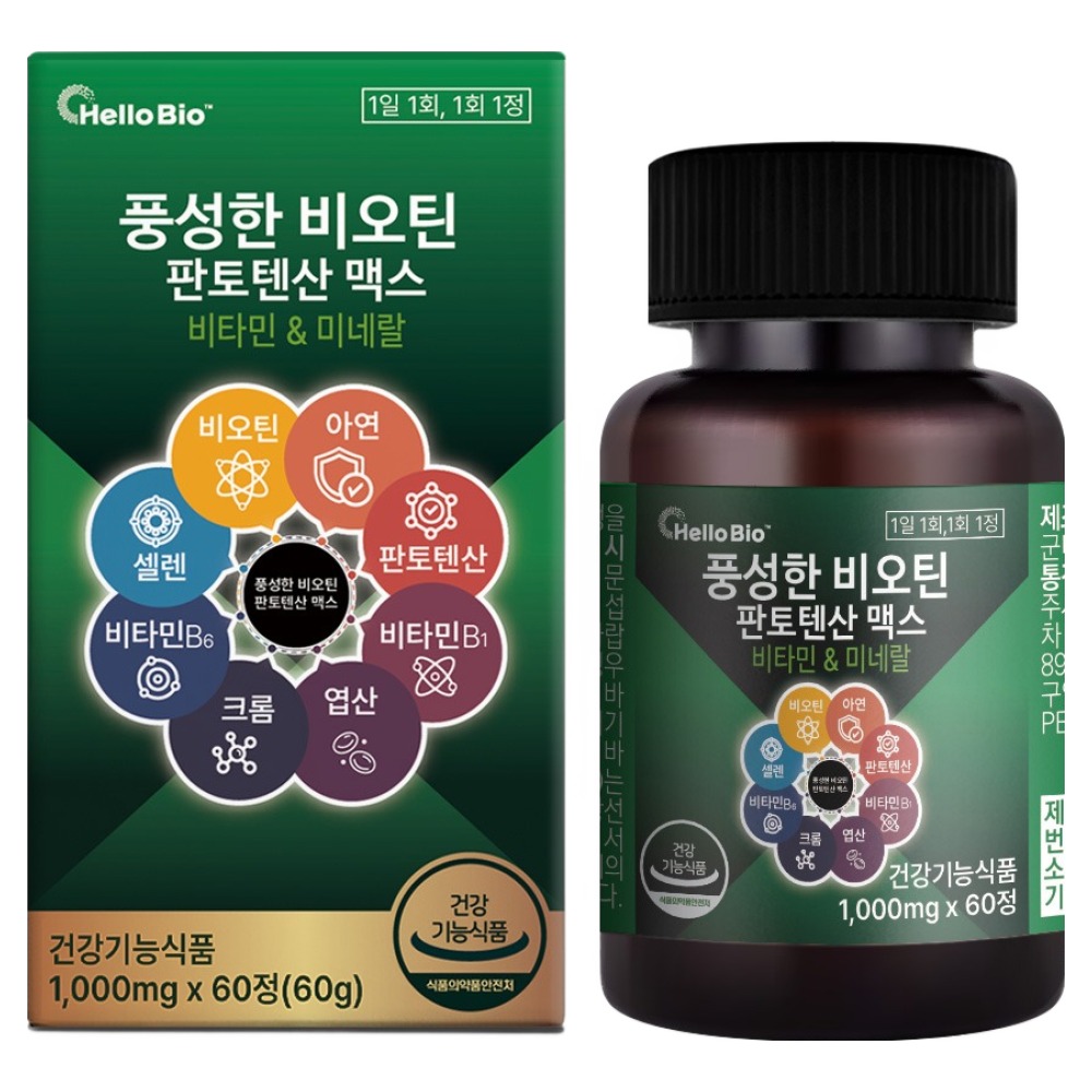 헬로바이오 풍성한 비오틴 판토텐산 맥스 60g, 1개, 60정 10,900원