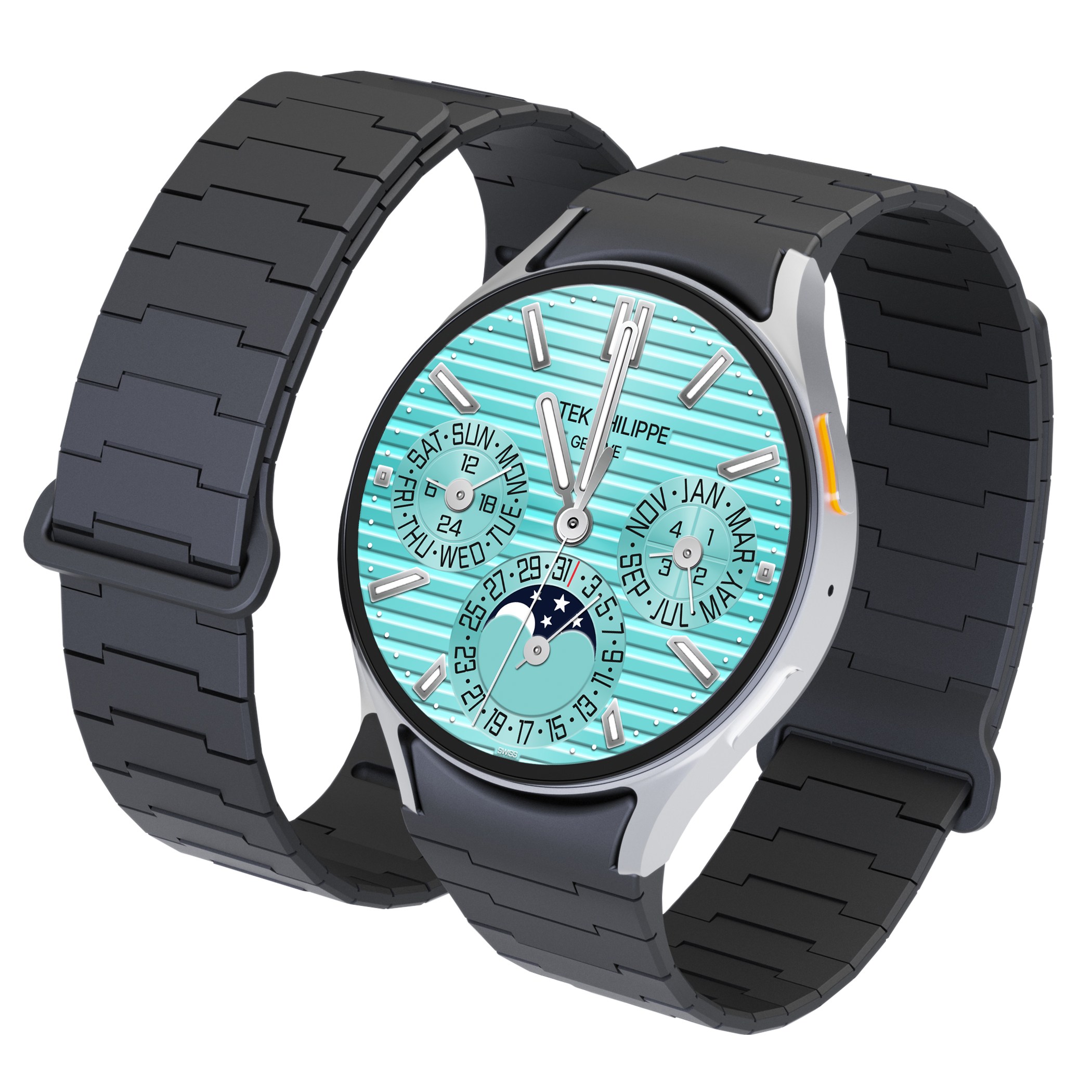 캘릭스 갤럭시워치 호환 실리콘 버클링 마그네틱 스트랩 밴드 시계줄, 차콜블랙, 1개 24,900원