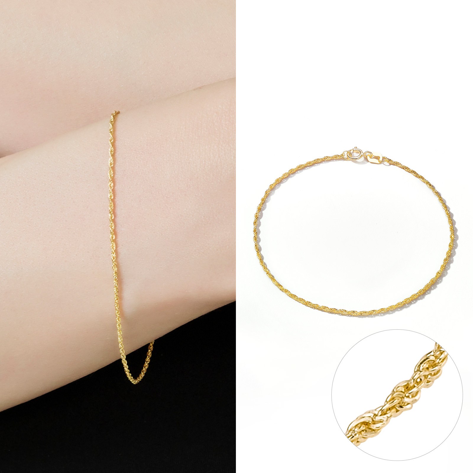 펠리체골드 14K 클래식 로프 체인 팔찌 (+선물포장) 고급 데일리 기념일 로프 한줄 레이어드 여자친구 우정팔찌 선물 138,760원