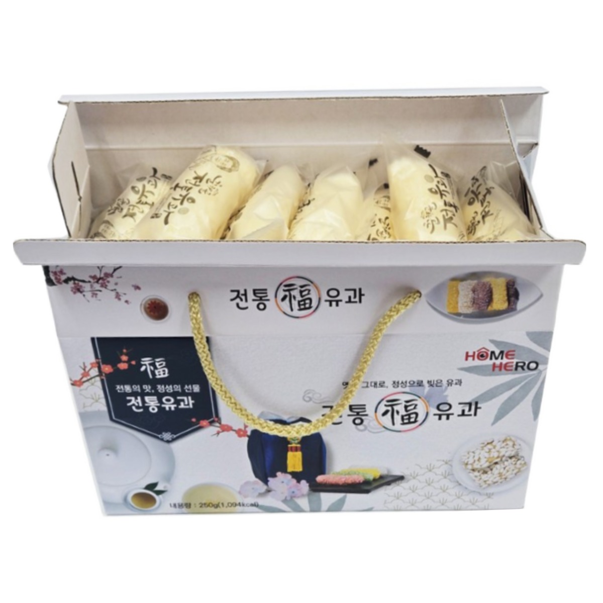 [홈히어로] 전통유과 한과 명절 선물세트 찹쌀 조청 개별포장 답례품, 250g, 1개 7,600원