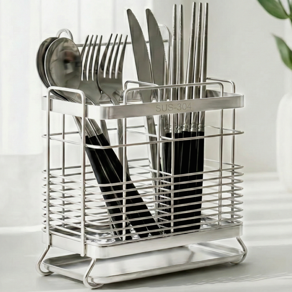 알마마 받침대까지 304 올스텐 물빠짐 2구 수저통, 1개, 실버 19,600원