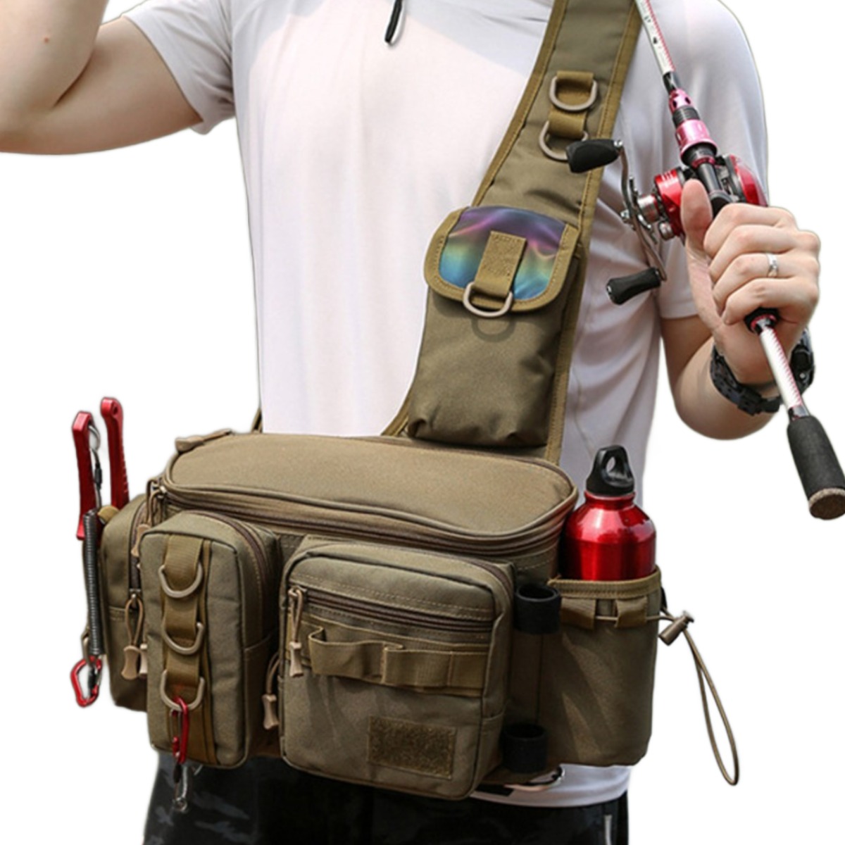 듀라맥스 낚시 루어가방 크로스백 다용도 멀티포켓 3Way, 브라운 30,000원