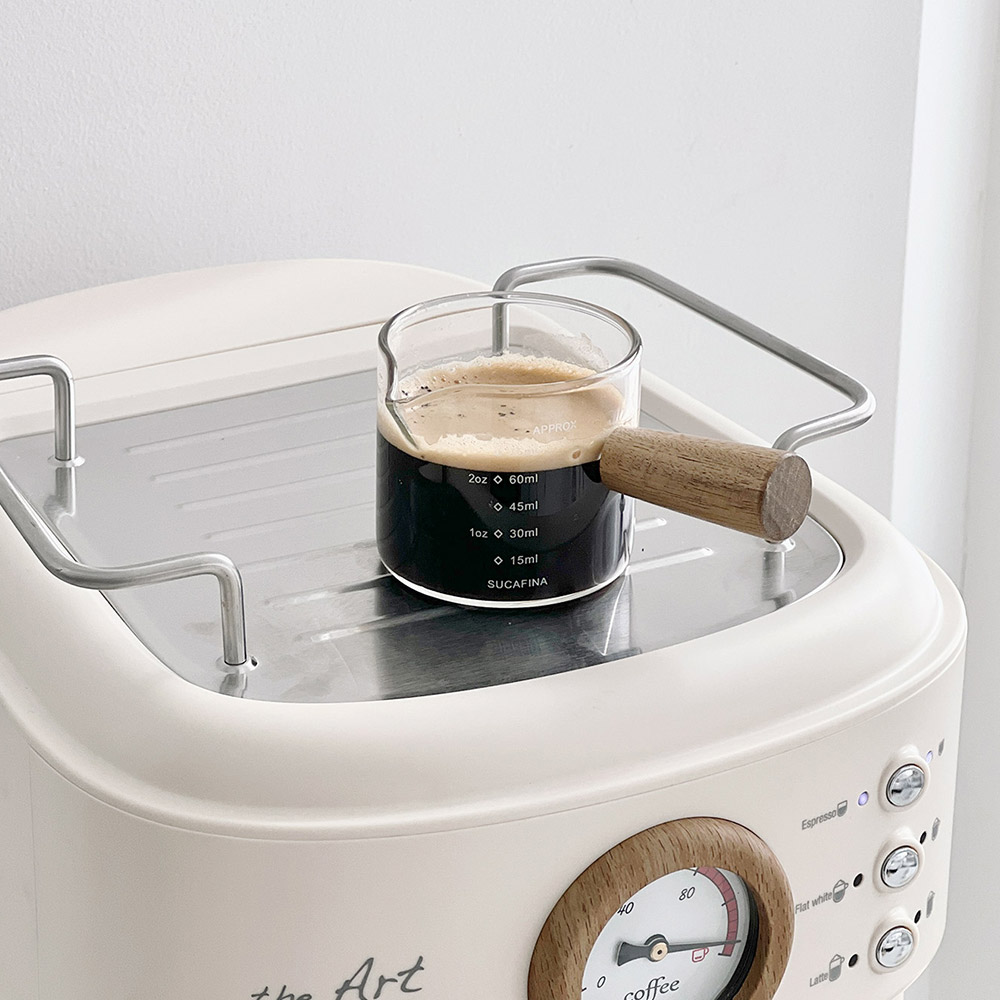 이이공브이샵 눈금자 핸들 에스프레소 샷잔 120ml 우드핸들 내열유리 샷잔 6,900원