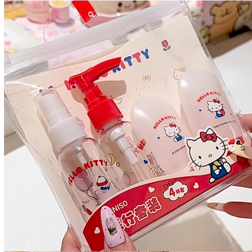 정품 큐알 o 헬로키티 공병 여행 샴푸 린스 공병 추천 여행공병세트 헬로키티 캠핑 휴대용 로션 여행용용기, 1개, 헬로키티 공병 set 11,900원