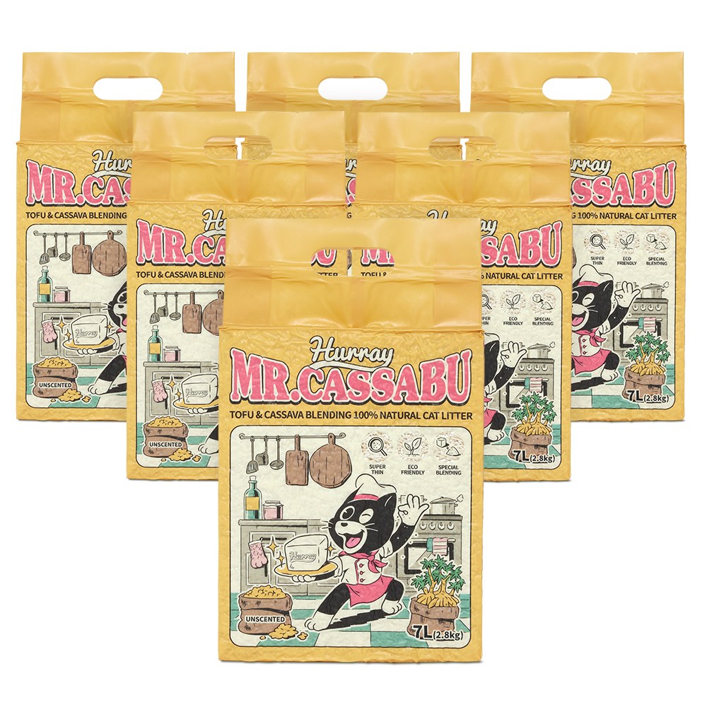 허레이 미스터 카사부 응고형 두부 카사바 블렌딩 고양이 모래, 7L, 6팩, 무향 59,950원
