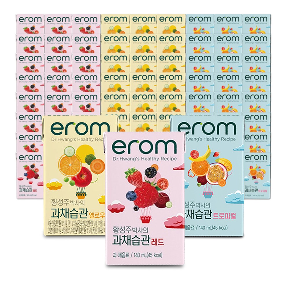 이롬 과채습관 레드 24팩+트로피컬 24팩+옐로우 24팩 (140ml/72팩) 39,900원