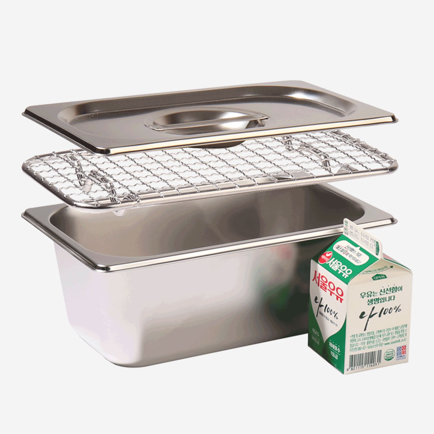 강화 스텐 밧드+뚜껑+그물망 3종 세트 주방용 냉장고 레스팅 고기 반찬 사각 쟁반 바트 용기 트레이 16,800원
