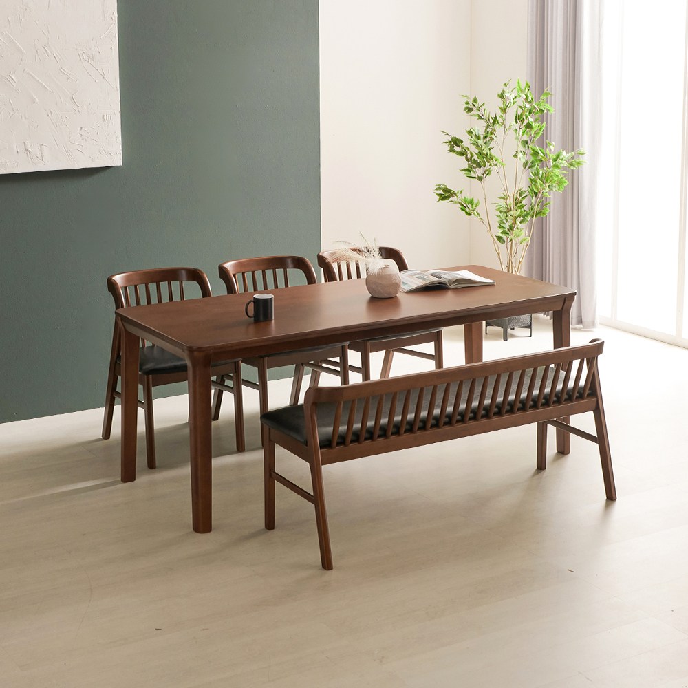 라로퍼니처 허그 1900 고무나무 원목 6인 식탁 세트 550,000원